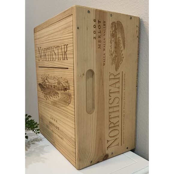 Northstar 2006 Merlot Wine Wood Display Case Storage Box Container 6 Bottle - Picture 5 of 13